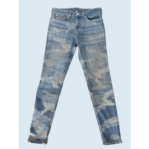 RAG & BONE Cate Mid Rise Ankle Straight Camo Print Jeans Sz 26 - Picture 2 of 8